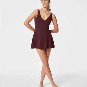 SPANX Burgundy V-Neck Swim Top